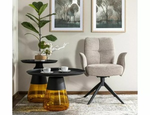 MASUTA DE CAFEA TIFFANY A, 50 CM, NEGRU MAT/PORTOCALIU, BLAT DIN METAL SI CADRU DIN STICLA, STIL MODERN - Img 5