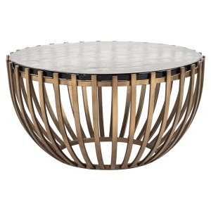 MASUTA DE CAFEA VOLANTE, 211932, CONFECTIONATA DIN METAL SI STICLA CULOAREA AURIU, STIL MODERN