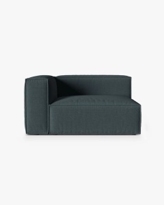 MODUL CANAPEA/COLTAR NURIA PETROL INCHIS, PE STANGA, 145X110 CM, TAPITAT CU TAPITERIE DIN TEXTIL STRUCTURAT LIBERTY, MICADONI