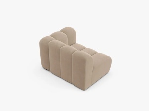 MODUL CANAPEA LUPIN, 114 CM, PE STANGA, BEJ INCHIS, CU TAPITERIE DIN TEXTIL CATIFEA VENUS, MICADONI - Img 3