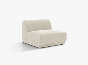 MODUL CANAPEA MILEY, BEJ DESCHIS, CU TAPITERIE DIN CATIFEA BLUVEL, MICADONI - Img 2