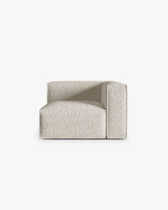 MODUL COLTAR/CANAPEA NURIA BEJ, 110X110 CM, TAPITAT CU TAPITERIE DIN TEXTIL BOUCLE MONET MICADONI