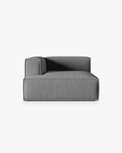 MODUL COLTAR/CANAPEA NURIA GRI, PE STANGA, 147X127 CM, TAPITAT CU TAPITERIE DIN TEXTIL CATIFEA PARIS, MICADONI