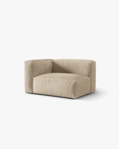 MODUL LATERAL PENTRU CANAPEA MARTINA, PE STANGA, BEJ DESCHIS, TAPITAT CU TAPITERIE DIN TEXTIL CATIFEA VOGUE, MICADONI - Img 2