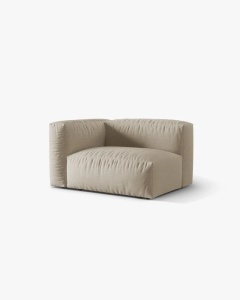 MODUL LATERAL PENTRU CANAPEA MARTINA, PE STANGA, BEJ DESCHIS, TAPITAT CU TAPITERIE DIN TEXTIL STRUCTURAT BOSTON, MICADONI - Img 2