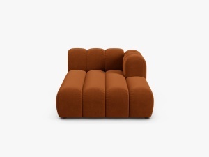 MODUL SEZLONG CANAPEA LUPIN, PE DREAPTA, CARAMIZIU, CU TAPITERIE DIN TEXTIL CATIFEA SALVADOR, MICADONI