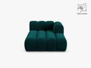 MODUL SEZLONG CANAPEA LUPIN, PE DREAPTA, PETROL INTENS, CU TAPITERIE DIN TEXTIL CATIFEA VENUS, MICADONI