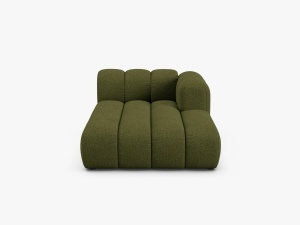 MODUL SEZLONG CANAPEA LUPIN, PE DREAPTA, VERDE MASLINIU INCHIS, CU TAPITERIE DIN TEXTIL BOUCLE BALOO, MICADONI