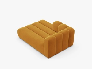 MODUL SEZLONG CANAPEA LUPIN, PE STANGA, GALBEN, CU TAPITERIE DIN TEXTIL CATIFEA VENUS, MICADONI - Img 3