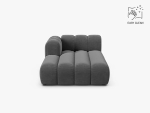 MODUL SEZLONG CANAPEA LUPIN, PE STANGA, GRI, CU TAPITERIE DIN TEXTIL CATIFEA VENUS, MICADONI