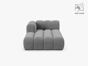 MODUL SEZLONG CANAPEA LUPIN, PE STANGA, GRI DESCHIS, CU TAPITERIE DIN TEXTIL CATIFEA VENUS, MICADONI