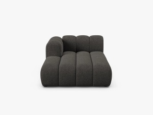 MODUL SEZLONG CANAPEA LUPIN, PE STANGA, GRI INCHIS, CU TAPITERIE DIN TEXTIL CHENILLE EDEN, MICADONI