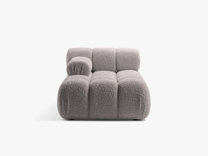 MODUL SEZLONG COLTAR BELLS, PE STANGA, GRI DESCHIS, CU TAPITERIE DIN TEXTIL BOUCLE ROLF, MICADONI