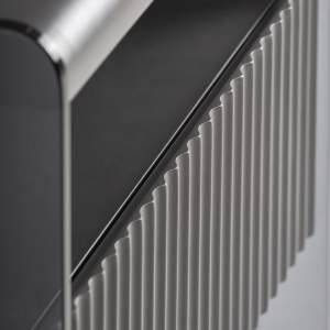 NOPTIERA MODERNA MEYLAN 50CM, REALIZATA DIN LEMN, MDF SI STICLA, CULOARE GRI FUMURIU, REALIZATA MANUAL - Img 5