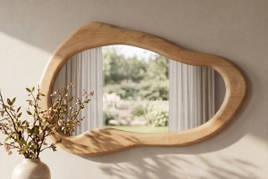 OGLINDA DE PERETE, ORGANIC 130CM, REALIZATA DIN LEMN DE MANGO, CULOARE CREM, VERTICAL/ORIZONTAL, ARTIM GROUP - Img 3