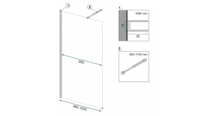 PARAVAN DE DUS REA AERO, 100CM, NEGRU MAT, DIN STICLA, CALITATE SUPERIOARA - Img 7