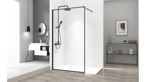 PARAVAN DE DUS REA BLER, 80CM, NEGRU, DIN STICLA, CALITATE SUPERIOARA - Img 2