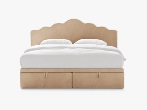PAT CONTINENTAL TAPITAT DREAM, 180X200, IVORY FILDES, SOMIERA RABATABILA, CU TAPITERIE DIN CATIFEA MAGIC, MICADONI - Img 2