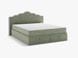 PAT CONTINENTAL TAPITAT DREAM, 180X200, VERDE FILDES, SOMIERA RABATABILA, CU TAPITERIE DIN CATIFEA MAGIC, MICADONI - Img 3