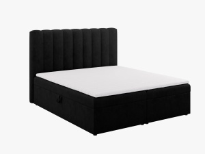 PAT CONTINENTAL TAPITAT KELP, 140X200, NEGRU, SOMIERA RABATABILA, CU TAPITERIE DIN TEXTIL STRUCTURAT MOLYBDEN, MICADONI
