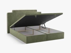 PAT CONTINENTAL TAPITAT PRINCESS, 160X200, VERDE FILDES, SOMIERA RABATABILA, CU TAPITERIE DIN CATIFEA MAGIC VELVET, MICADONI - Img 4
