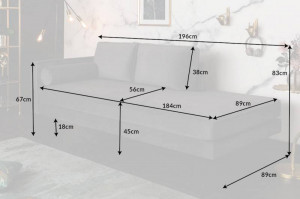 PAT DE ZI, DIVAN, 196CM, CATIFEA GRI, DESIGN RETRO, ARTIM GROUP SELECTION - Img 7