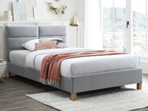 PAT DORMITOR SIERRA, 120 CM, GRI DESCHIS BLUVEL 03, TAPITERIE DIN CATIFEA, STIL MODERN