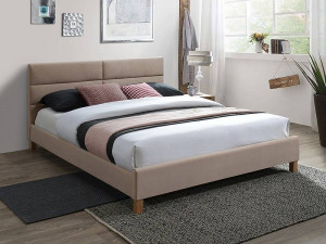 PAT DORMITOR SIERRA, 160 CM, BEJ BLUVEL 28, TAPITERIE DIN CATIFEA, STIL MODERN