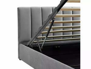 PAT DORMITOR STIL MONTREAL, CU SPATIU DE DEPOZITARE, 120 CM, GRI TAP 192, TAPITERIE DIN CATIFEA, STIL MODERN - Img 3