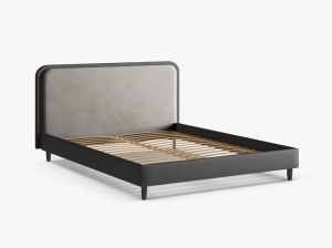 PAT TAPITAT AVELINE, 140X200, GRI INCHIS, CU TAPITERIE DIN CATIFEA MAGIC VELVET SI PIELE VEGANA VEGAS, MICADONI - Img 3