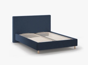 PAT TAPITAT, ELOISE, 160x200, ALBASTRU ROYAL, SOMIERA RABATABILA, CU TAPITERIE DIN TEXTIL STRUCTURAT MOLYBDEN, MICADONI - Img 3