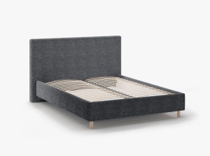 PAT TAPITAT, ELOISE, 160x200, GRI INCHIS, SOMIERA RABATABILA, CU TAPITERIE DIN TEXTIL BOUCLE ROLF, MICADONI - Img 3