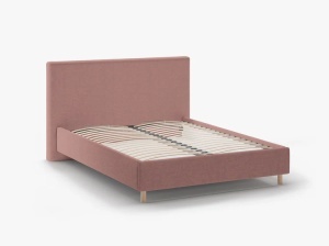 PAT TAPITAT, ELOISE, 180x200, ROZ, SOMIERA RABATABILA, CU TAPITERIE DIN TEXTIL STRUCTURAT MOLYBDEN, MICADONI - Img 3