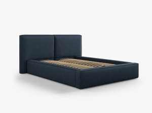 PAT TAPITAT JODIE, 140X200, ALBASTRU INCHIS, SOMIERA RABATABILA, CU TAPITERIE DIN TEXTIL BOUCLE BALOO, MICADONI - Img 2