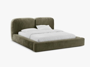 PAT TAPITAT MARTINA, 200X200, VERDE MUSCHI, SOMIERA RABATABILA, CU TAPITERIE DIN TEXTIL CORDUROY TILIA, MICADONI