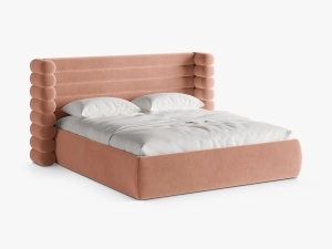 PAT TAPITAT MOUNT, 140X200, ROZ, SOMIERA RABATABILA, CU TAPITERIE DIN CATIFEA SALVADOR, MICADONI