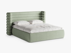 PAT TAPITAT MOUNT, 200X200, VERDE MENTA, SOMIERA RABATABILA, CU TAPITERIE DIN TEXTIL BOUCLE CORAL, MICADONI