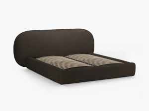 PAT TAPITAT, OVALO, 160x200, MARO, SOMIERA RABATABILA, CU TAPITERIE DIN TEXTIL BOUCLE BALOO, MICADONI - Img 3