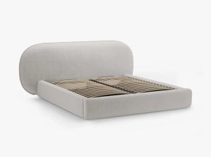 PAT TAPITAT, OVALO, 200x200, GRI DESCHIS, SOMIERA RABATABILA, CU TAPITERIE DIN TEXTIL CHENILLE PERFECT HARMONY, MICADONI - Img 3
