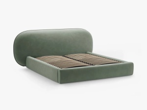 PAT TAPITAT, OVALO, 200x200, VERDE, SOMIERA RABATABILA, CU TAPITERIE DIN CATIFEA MAGIC VELVET, MICADONI - Img 3