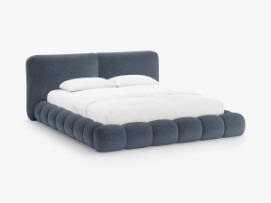 PAT TAPITAT SOLANGE, 140X200, ALBASTRU INCHIS, SOMIERA RABATABILA, CU TAPITERIE DIN TEXTIL CHENILLE PERFECT HARMONY, MICADONI