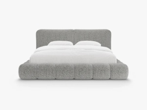 PAT TAPITAT SOLANGE, 160X200, GRI, SOMIERA RABATABILA, CU TAPITERIE DIN TEXTIL CHENILLE SILENCIO, MICADONI - Img 2