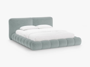 PAT TAPITAT SOLANGE, 180X200, ALBASTRU DESCHIS, SOMIERA RABATABILA, CU TAPITERIE DIN TEXTIL CHENILLE PERFECT HARMONY, MICADONI