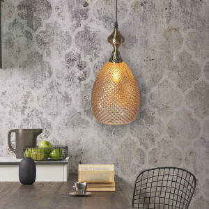 PENDUL AMBER APP432-1CP, 23.5X27.5 cm, CHIHILIMBAR, DIN STICLA SI METAL, STIL MODERN, TU - Img 5