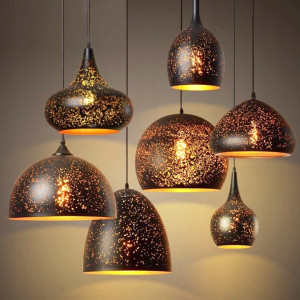 PENDUL EDISON OPENWORK APP234-1CP, 32x30 cm, NEGRU SI AURIU, DIN METAL, STIL MODERN, TU - Img 6