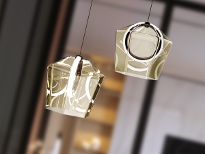 PENDUL INGRID, 35/160 CM, BRONZ PERIAT/SAMPANIE, DIN ALUMINIU SI STICLA, STIL MODERN - Img 3