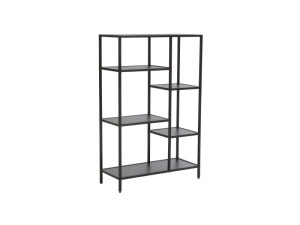 RAFT/ORGANIZATOR COSTA B, NEGRU MAT, DIN PLACA LAMINATA SI METAL, STIL MODERN, SIGNAL