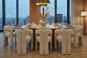 SCAUN, ARCH, REALIZAT DIN TEXTIL BOUCLE ALB/CREM, DESIGN MODERN, ARTIM GROUP SELECTION - Img 5
