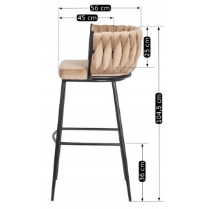 SCAUN BAR, ARTIM MEBLE, REALIZAT DIN CATIFEA SI METAL, CULOARE BEJ/NEGRU, STIL MODERN - Img 7