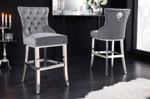 SCAUN BAR, CASTLE DELUXE, DIN METAL SI CATIFEA, DESIGN BAROC - Img 2
